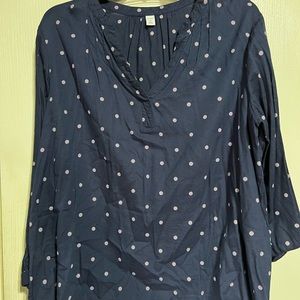 Old Navy blue with lilac polka dot blouse XXL